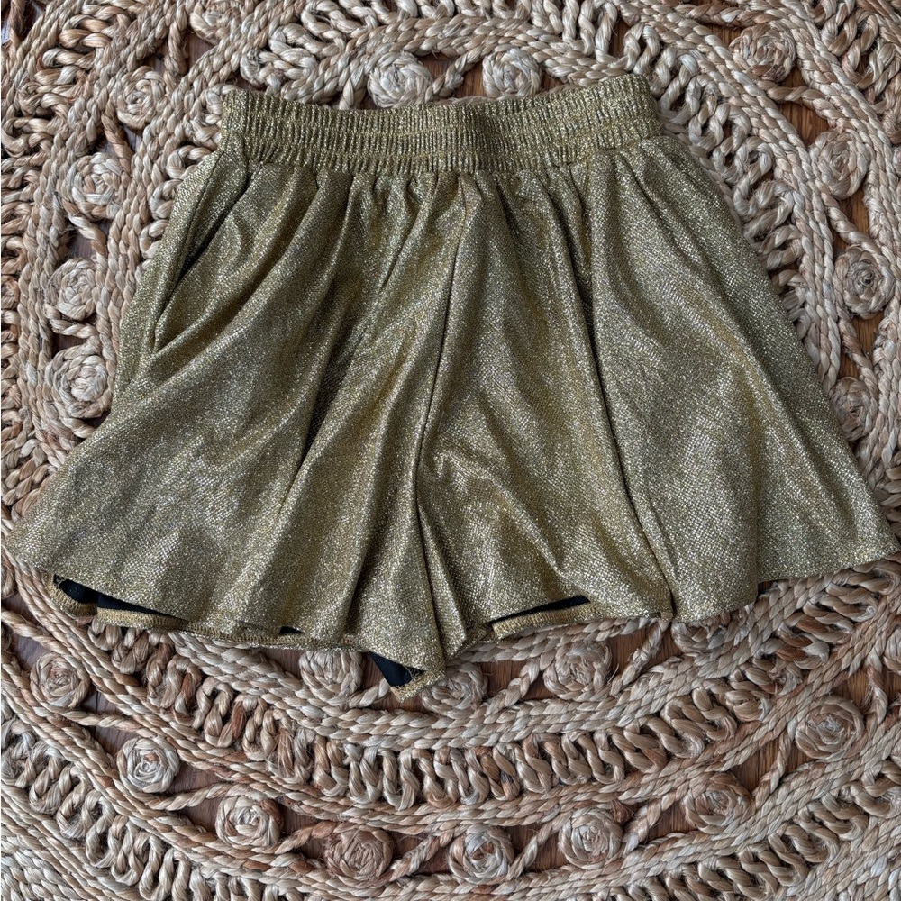 Glam Metallic Gold Glitter Women's Shorts with pockets Small NWT